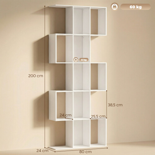 Homcom Estantería para Libro Blanco 80 x 24 x 200 cm 2