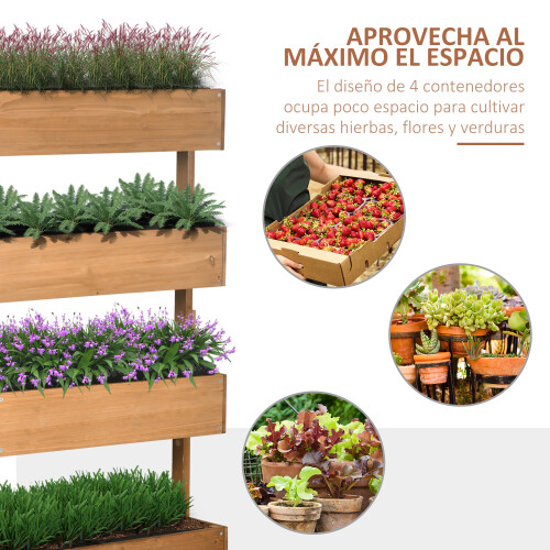 Outsunny Jardinera Naranja 80 x 45 x 142 cm 1