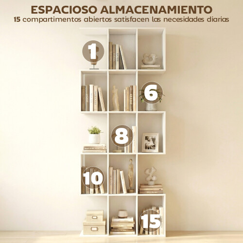 Homcom Estantería para Libro Blanco 80 x 24 x 200 cm 2