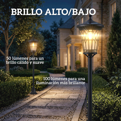 Outsunny Farolas Solares Negro 23.5 x 23.5 x 186 cm 2