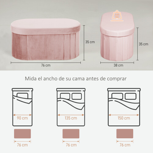 Homcom Banco de Almacenaje Rosa 76 x 38 x 35 cm 2