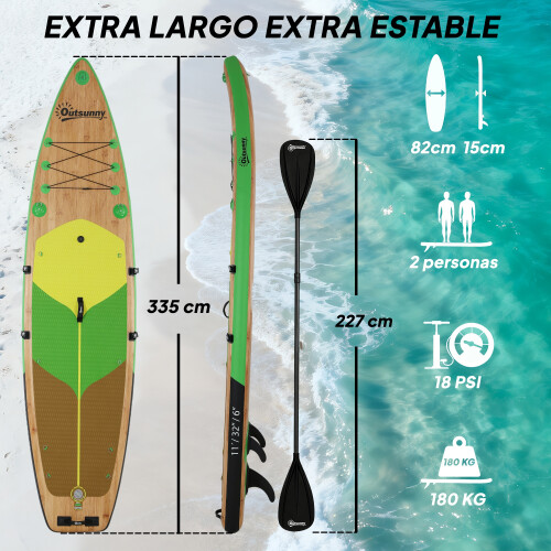 Outsunny Paddle Surf Hinchable Marrón 335 x 82 x 15 cm 2