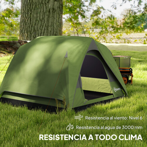 Outsunny Tienda de Campaña Verde 200 x 200 x 135 cm 2