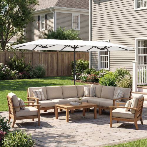 Outsunny Sombrilla Doble Blanco 459 x 266 x 235 cm 1