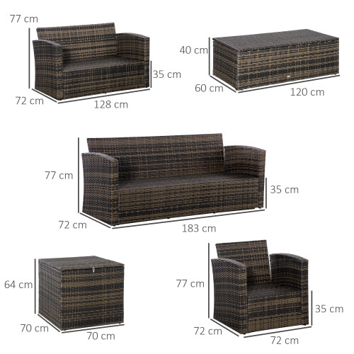 Outsunny Conjunto de Jardín Marrón 183 x 72 x 77 cm 2