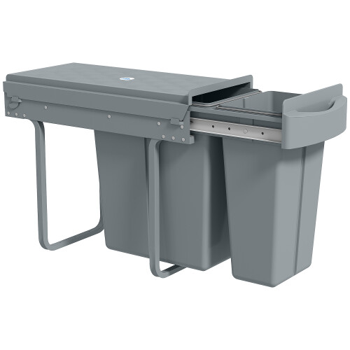 Homcom HOMCOM Under-Sink Kitchen Trash Bin, 2 Removable Recycling Containers, Grey 1