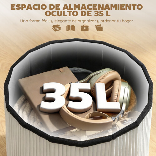 Homcom Banco de Almacenaje Beige 38 x 38 x 38 cm 2