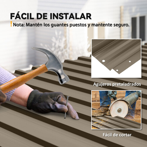 Outsunny Paneles Acero Galvanizado Marrón 129 x 45 cm 2