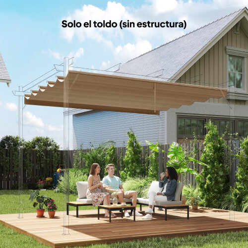 Outsunny Techo de Pérgola Marrón 250 x 255 x 6 cm 2