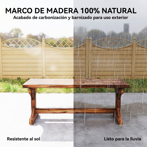 Outsunny Banco de Jardín Marrón 114 x 40 x 46 cm 2