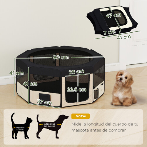 PawHut Parque para Mascota Negro 90 x 90 x 41cm 1