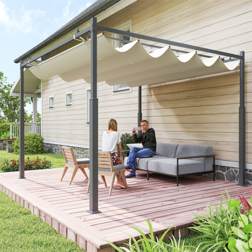 Outsunny Pérgola Beige 298 x 298 x 230 cm 1