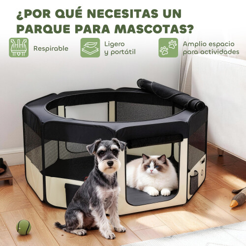PawHut Parque para Mascota Negro 90 x 90 x 41cm 2