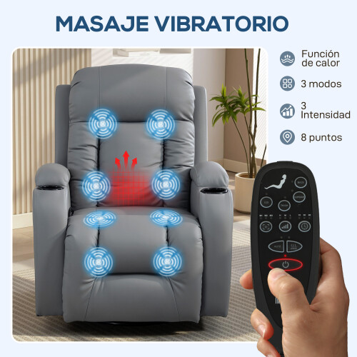 Homcom Sillón Masaje Reclinable Gris 82 x 99 x 103 cm 1