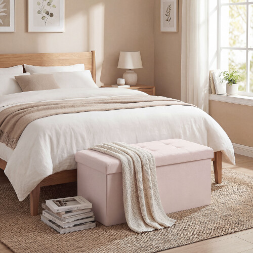 Homcom Banco de Almacenaje Rosa 76 x 38 x 38 cm 1
