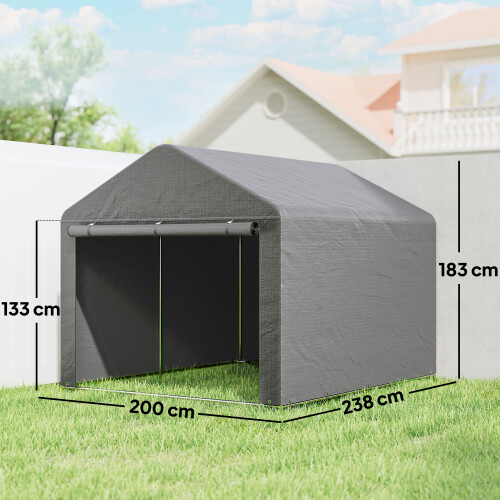 Outsunny Carpa para Herramienta Gris 200 x 238 x 183 cm 2