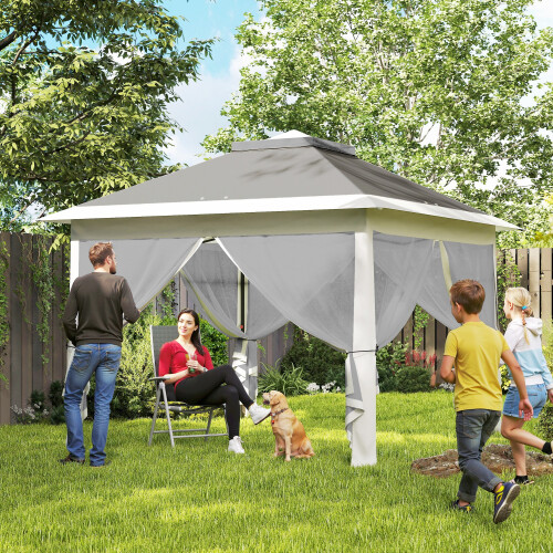 Outsunny Carpa Plegable Gris 330 x 330 x 288 cm 1