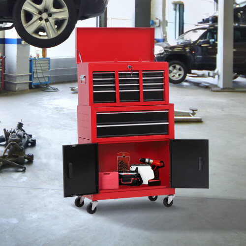 Homcom Carro de Herramienta Rojo 61.6 x 33 x 108 cm 1
