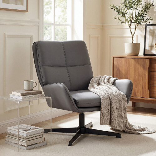 Homcom Sillón Giratorio Gris 70 x 80 x 82 cm 1