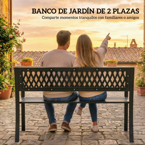 Outsunny Banco de Jardín Negro 119 x 50 x 75 cm 1