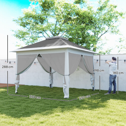 Outsunny Carpa Plegable Gris 330 x 330 x 288 cm 2
