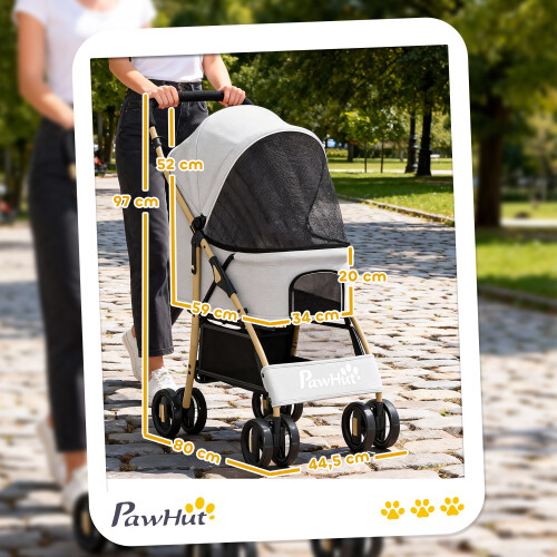 PawHut Carrito para Perro Gris 80 x 44.5 x 97 cm 1
