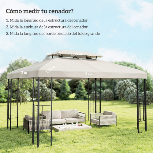 Outsunny Techo de Repuesto Beige 400 x 300 cm 2