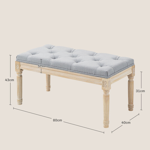 Homcom Banco de Cama Gris 80 x 40 x 43 cm 2