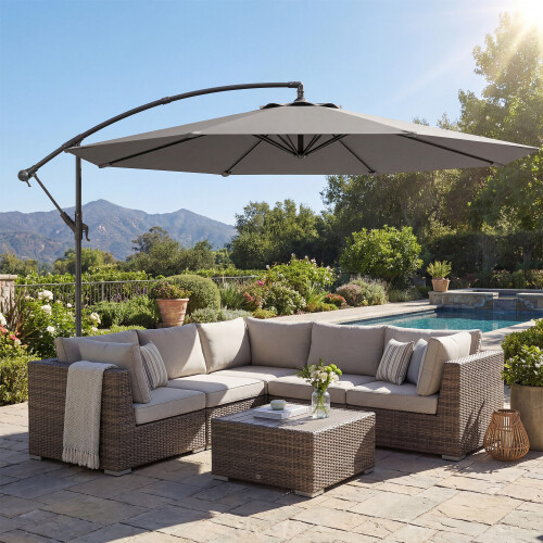 Outsunny Parasol Excéntrico Gris 295 x 295 x 250 cm 1