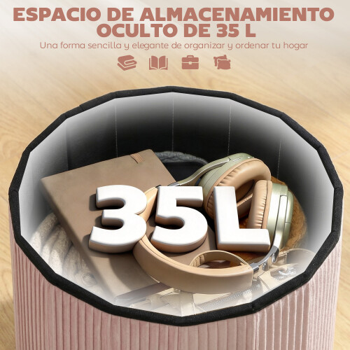 Homcom Banco de Almacenaje Rosa 38 x 38 x 38 cm 1