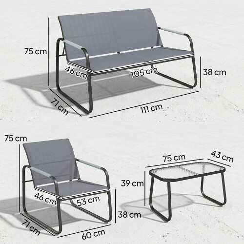 Outsunny Conjunto de Jardín Gris 111 x 71 x 75 cm 2