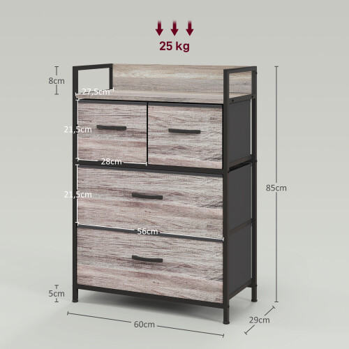 Homcom Cómoda de Tela Gris 60 x 29 x 85 cm 2