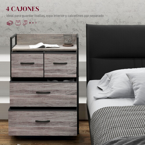 Homcom Cómoda de Tela Gris 60 x 29 x 85 cm 2