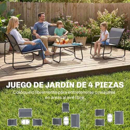 Outsunny Conjunto de Jardín Gris 111 x 71 x 75 cm 1
