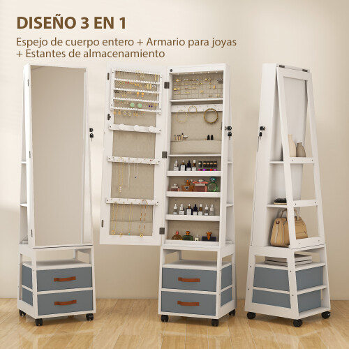 Homcom Armario Joyero Blanco 37 x 37 x 170 cm 1