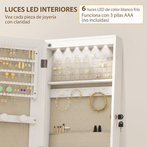 Homcom Armario Joyero Blanco 37 x 37 x 170 cm 2