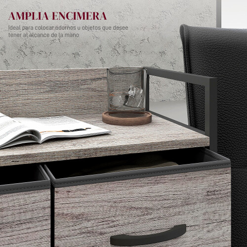 Homcom Cómoda de Tela Gris 60 x 29 x 85 cm 2