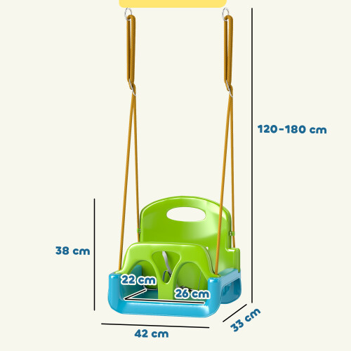 Outsunny Columpio Infantil Verde 42 x 33 x 38 cm 2