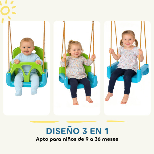 Outsunny Columpio Infantil Verde 42 x 33 x 38 cm 1
