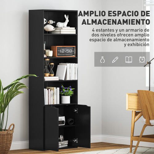 Homcom Estantería para Libro Negro 59 x 29 x 180 cm 1