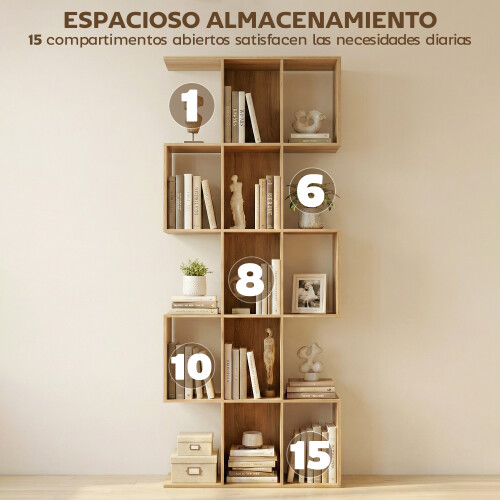 Homcom Estantería para Libro Marrón 80 x 24 x 200 cm 2