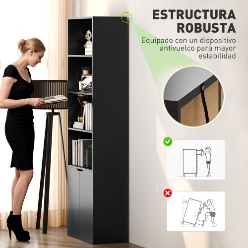 Homcom Estantería para Libro Negro 59 x 29 x 180 cm 2