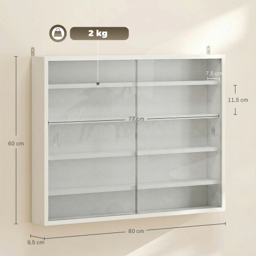 Homcom Vitrina de Pared Blanco 80 x 9.5 x 60 cm 2