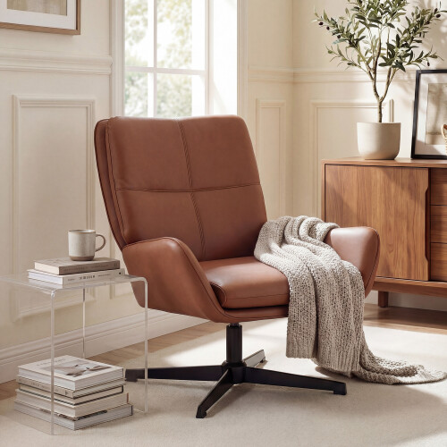 Homcom Sillón Giratorio Marrón 70 x 80 x 82 cm 1