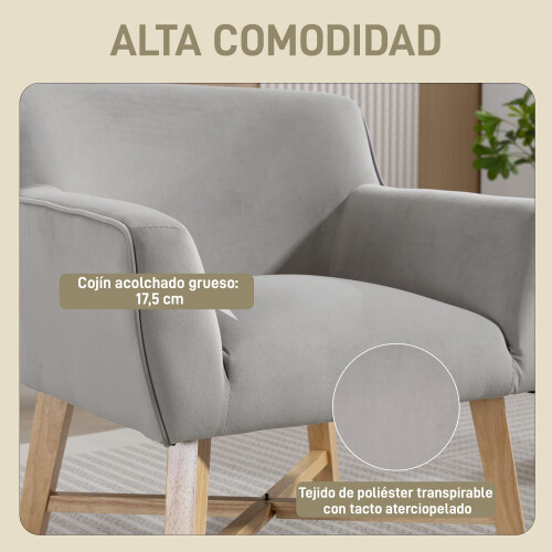 Homcom Butaca de Salón Gris 67 x 65 x 74 cm 1