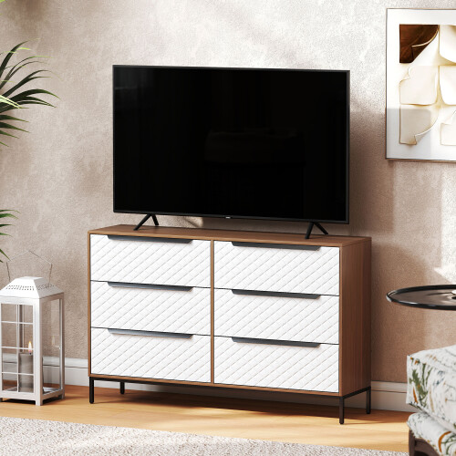 Homcom Cómoda de Tela Marrón 117.5 x 30 x 73.5 cm 2