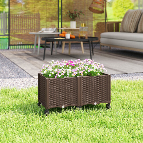 Outsunny Jardinera Elevada Marrón 80 x 40 x 43 cm 1