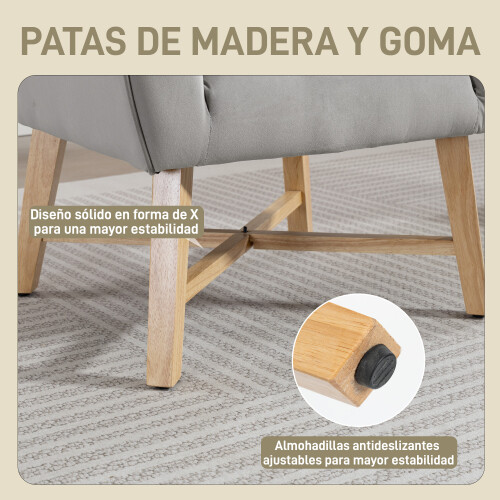 Homcom Butaca de Salón Gris 67 x 65 x 74 cm 2