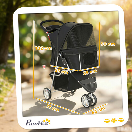 PawHut Carrito para Perro Negro 77 x 44 x 102 cm 2