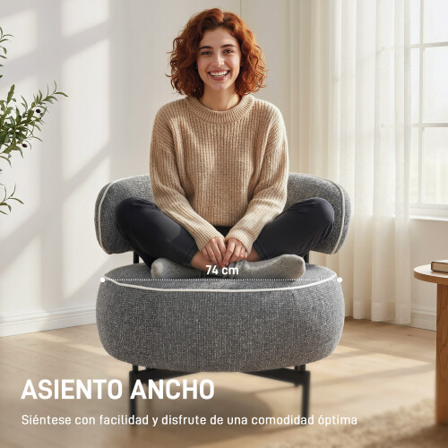Homcom Butaca de Salón Gris 81 x 82 x 73 cm 2